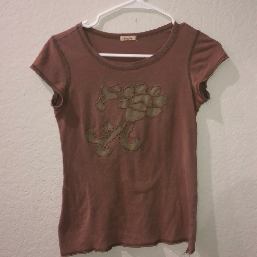 Brown and green Y2K vintage top!